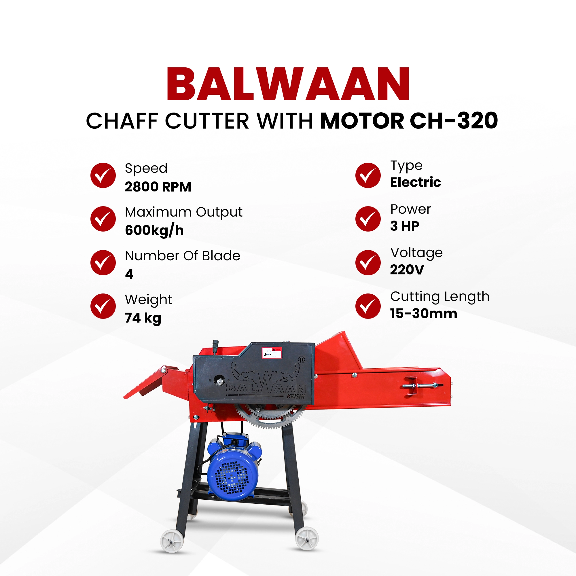 Balwaan-chaff-cutter-with-gear-motor & conveyor-belt-ch-320-7